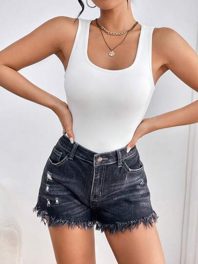 Women's 3 Piece Bodysuits Sexy Ribbed Sleeveless Square Neck Tank Tops Leotard 2025 Trendy Outfits