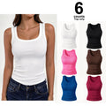 Women's Sleeveless Scoop Neck Ribbed Fitted Tank Top, 2026 Summer Basic Slim Cute Casual Top, 90% Polyester 10% Spandex, Business Wear Compatible, Do Not Bleach