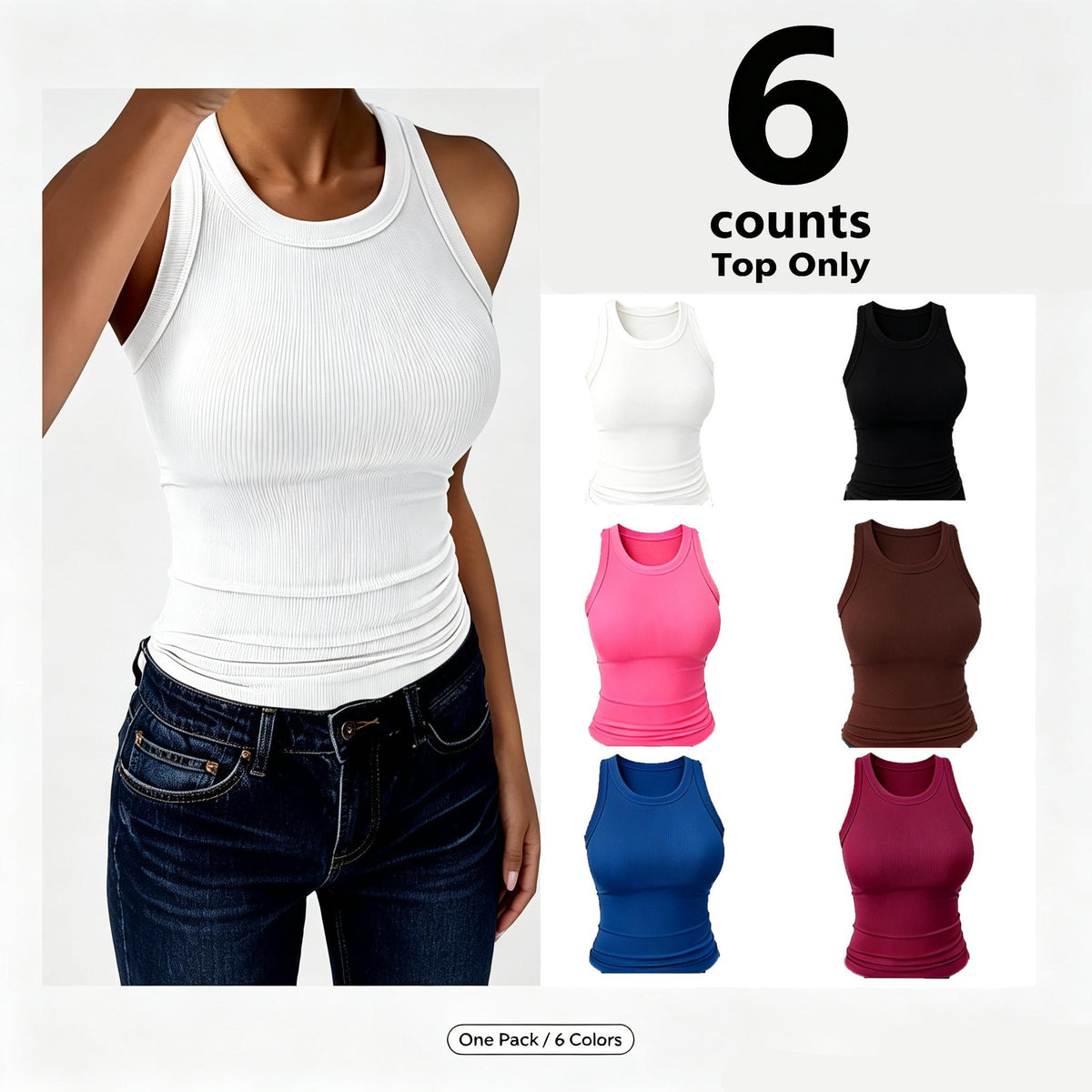 Women's High Neck Ribbed Tank Tops - Thick Strap, Slim Fitted, Racerback Cut, Minimalist Basic Tops for Casual Wear - Women's Tops, Polyester Blend Texture,clothes for back to school,first day of school outfits