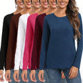 Women's Lady Spandex Elastane Crew Neck Plain Long-Sleeve Tshirt - Loose Fit, Comfortable Fabric Basic Casual Layering Shirts for Women, Stylish Daily Outfit Essentials, Available in 2XL