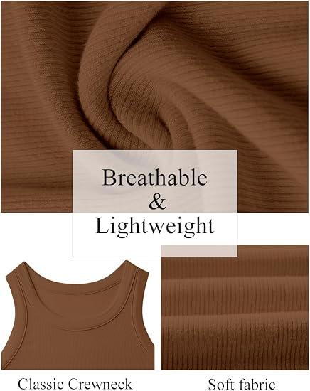 Women's High Neck Ribbed Tank Tops - Thick Strap, Slim Fitted, Racerback Cut, Minimalist Basic Tops for Casual Wear - Women's Tops, Polyester Blend Texture,clothes for back to school,first day of school outfits