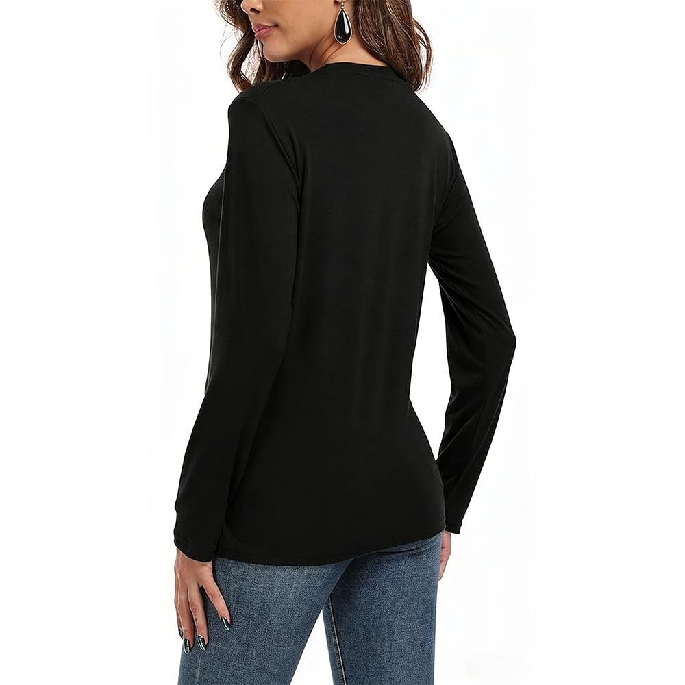 Women's Lady Spandex Elastane Crew Neck Plain Long-Sleeve Tshirt - Loose Fit, Comfortable Fabric Basic Casual Layering Shirts for Women, Stylish Daily Outfit Essentials, Available in 2XL