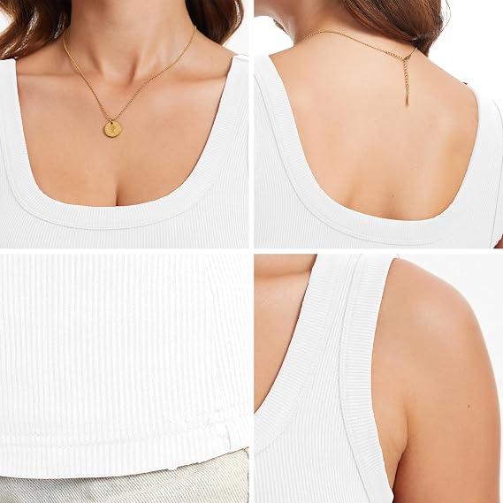 Women's Sleeveless Scoop Neck Ribbed Fitted Tank Top, 2026 Summer Basic Slim Cute Casual Top, 90% Polyester 10% Spandex, Business Wear Compatible, Do Not Bleach