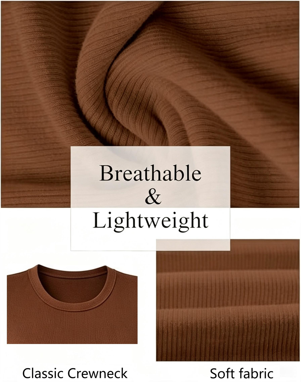 Women's Basic Slim-Fitting Ribbed Texture Short-Sleeve T-Shirt, Stretchy Polyester Blend Casual Women's Top, T-Shirts for Women